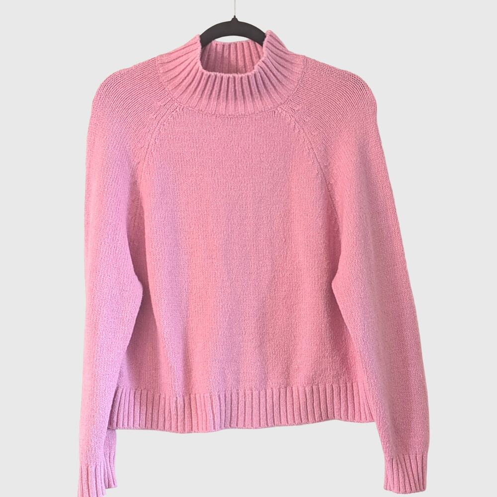Old Navy Go-Recycled Sweater S Pink Mock Neck Cotton Blend Soft Cozy